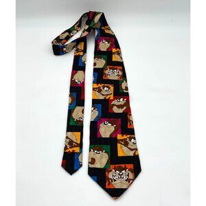 Looney Tunes Mania 100% Silk Tazmanian Devil Taz Poses Colorful VTG Necktie